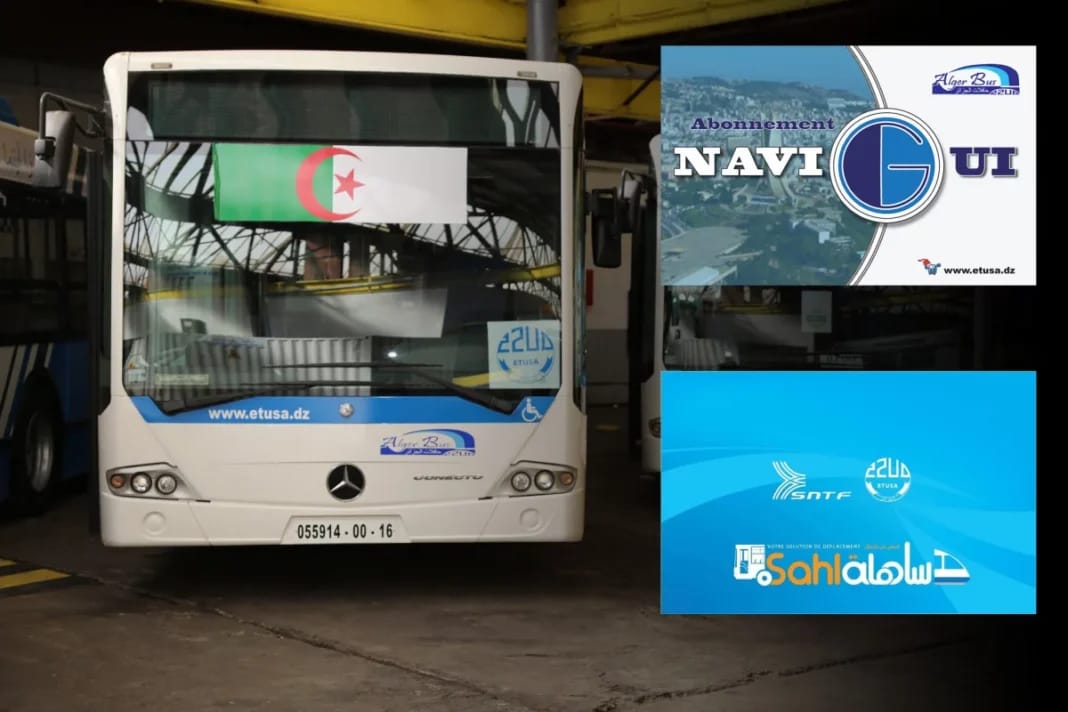 ETUSA révolutionne l’expérience des usagers avec le lancement du paiement électronique Bus ETUSA avec logo, affichages numériques et drapeau algérien.