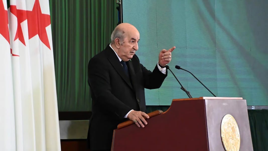 Abdelmadjid Tebboune lors d'un discours politique en Algérie.