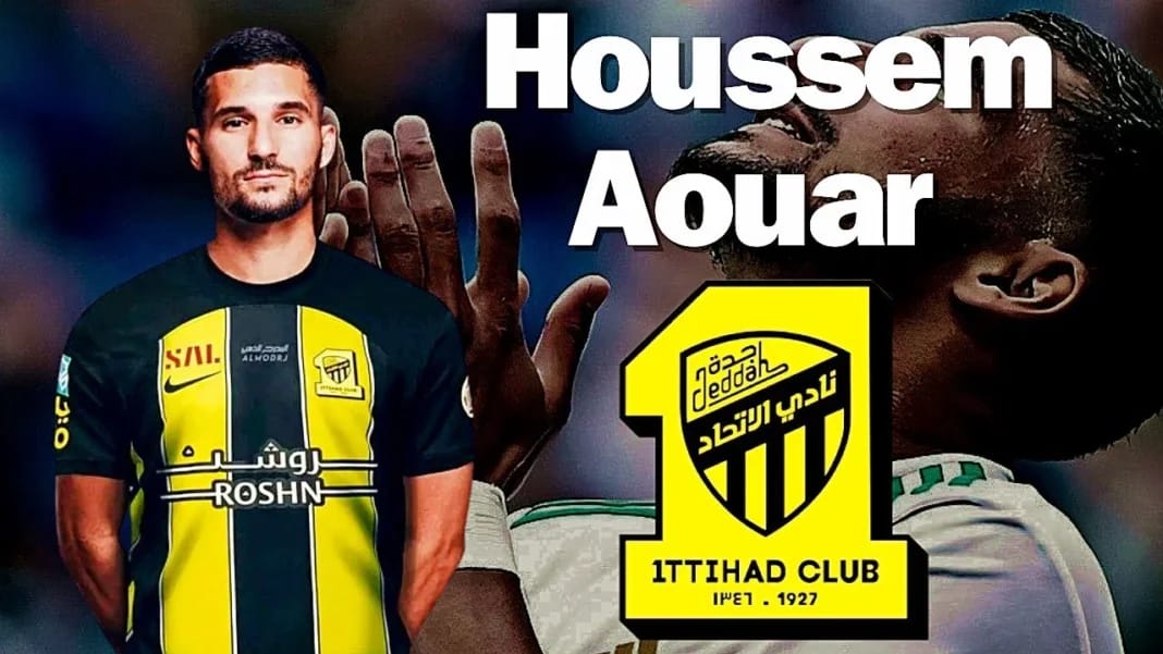 A peine arrivé en Arabie Saoudite, Houssem Aouar se rapproche déjà des supporters Houssem Aouar portant le maillot d'Attihad Club en Arabie Saoudite.