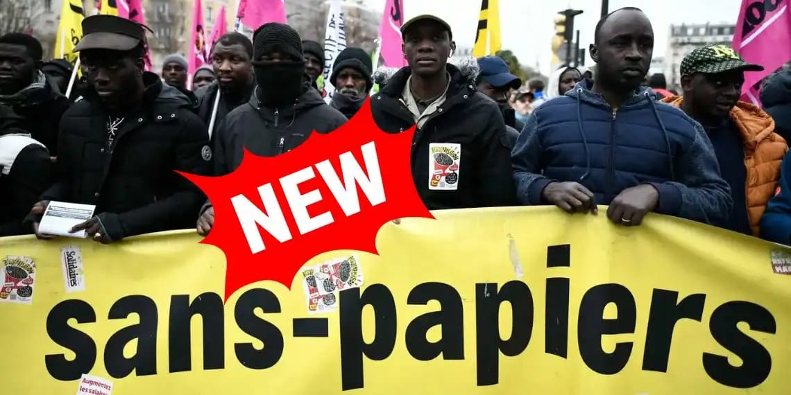 Manifestation de jeunes sans-papiers pour leurs droits en France.