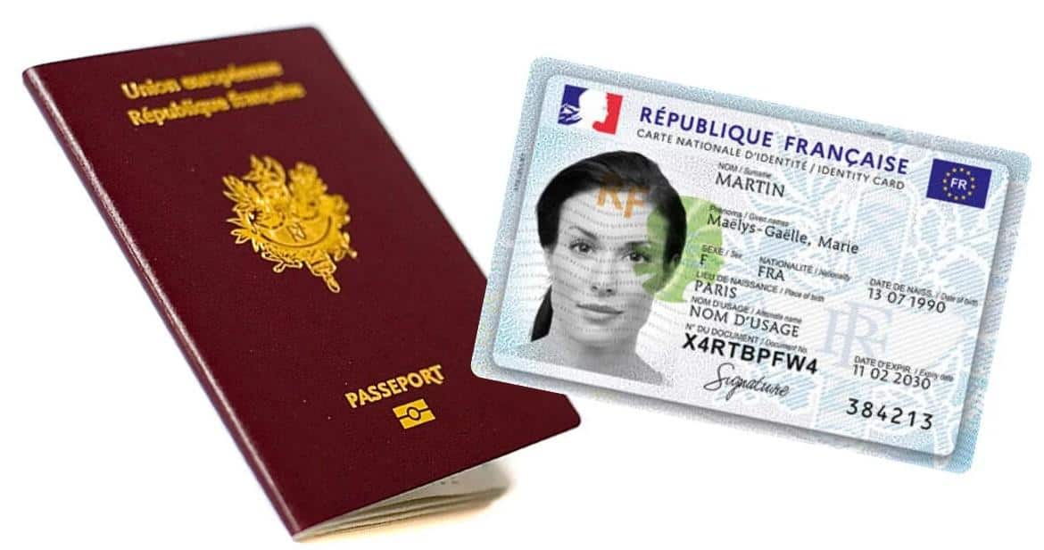 Passeport et carte d'identité française pour citoyens français et étrangers.