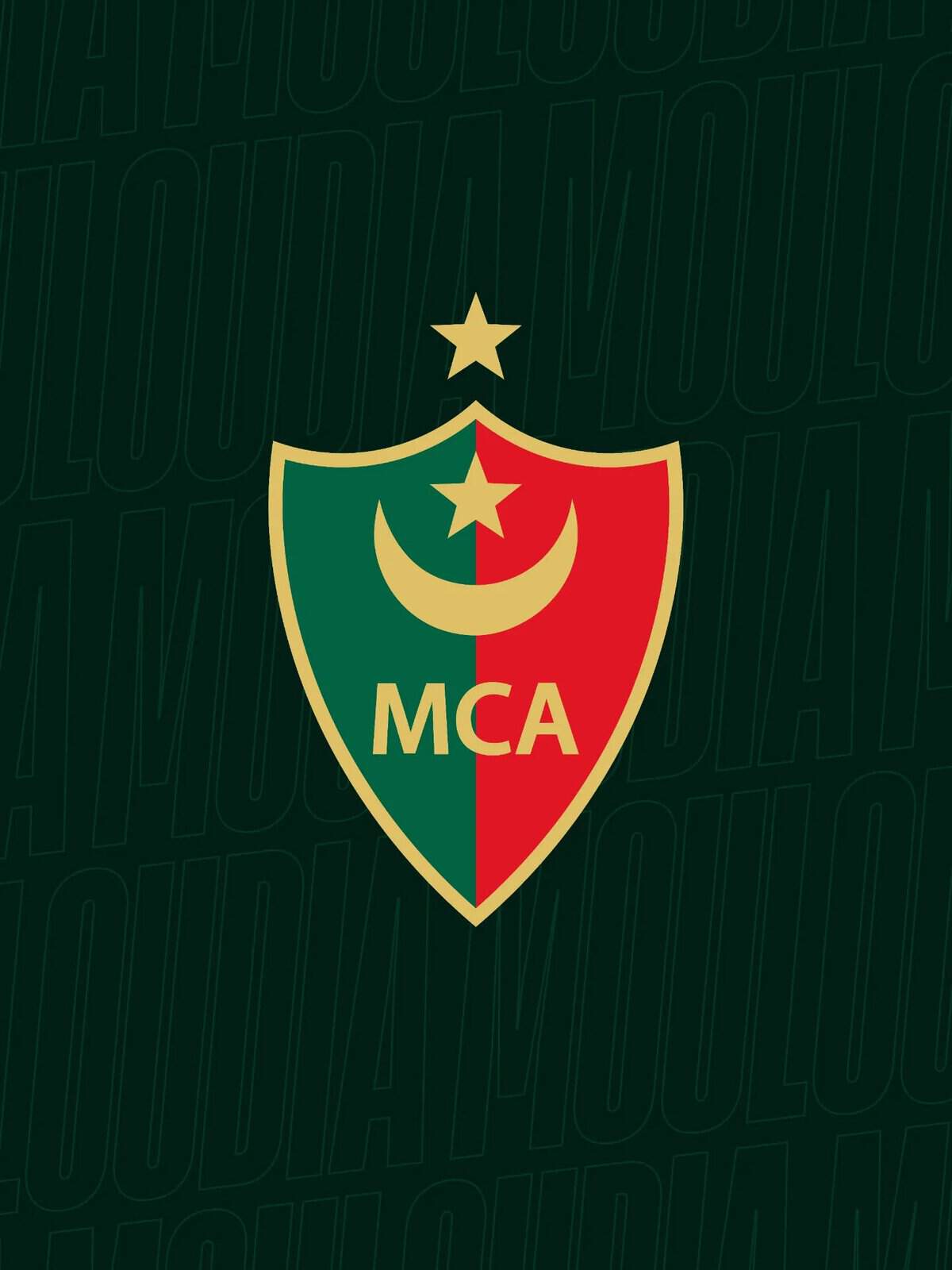 Logo du Mouloudia d'Alger avec étoile et croissant.