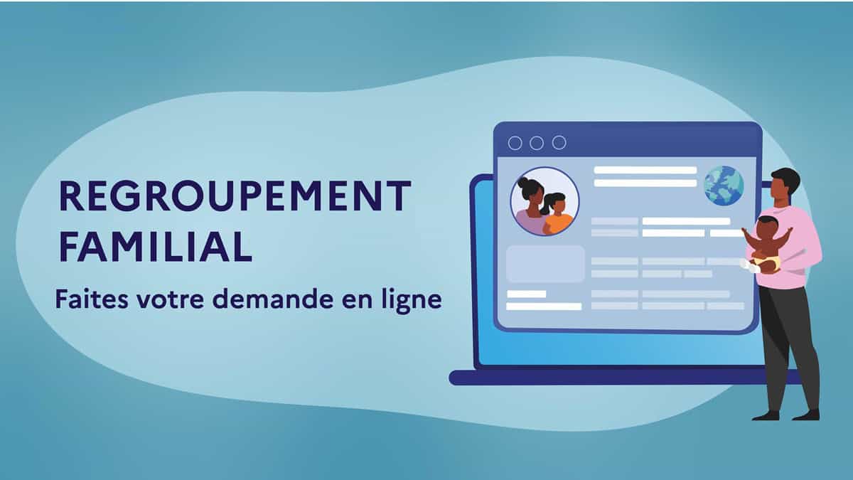 Illustration d'une demande de regroupement familial en ligne.