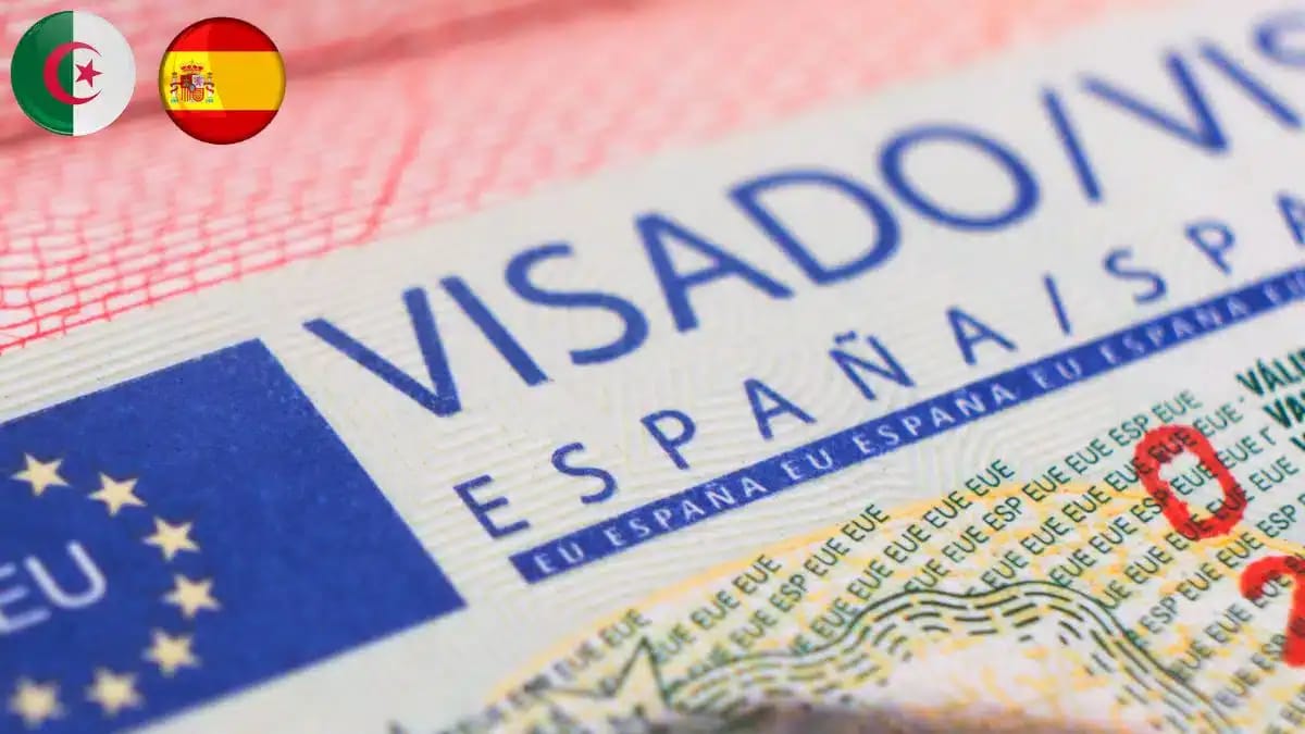 Visa Schengen Espagne avec drapeaux Algérie et Espagne.
