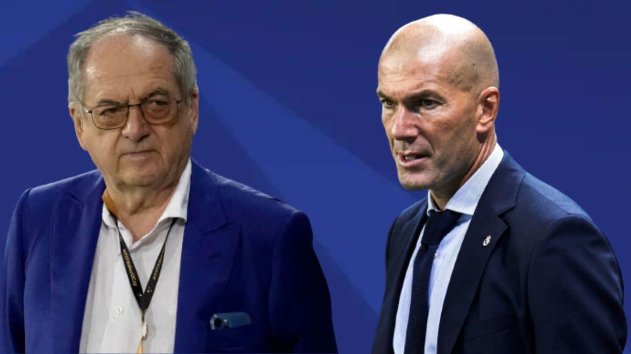 Noël Le Graët et Zinedine Zidane lors d'une rencontre officielle.