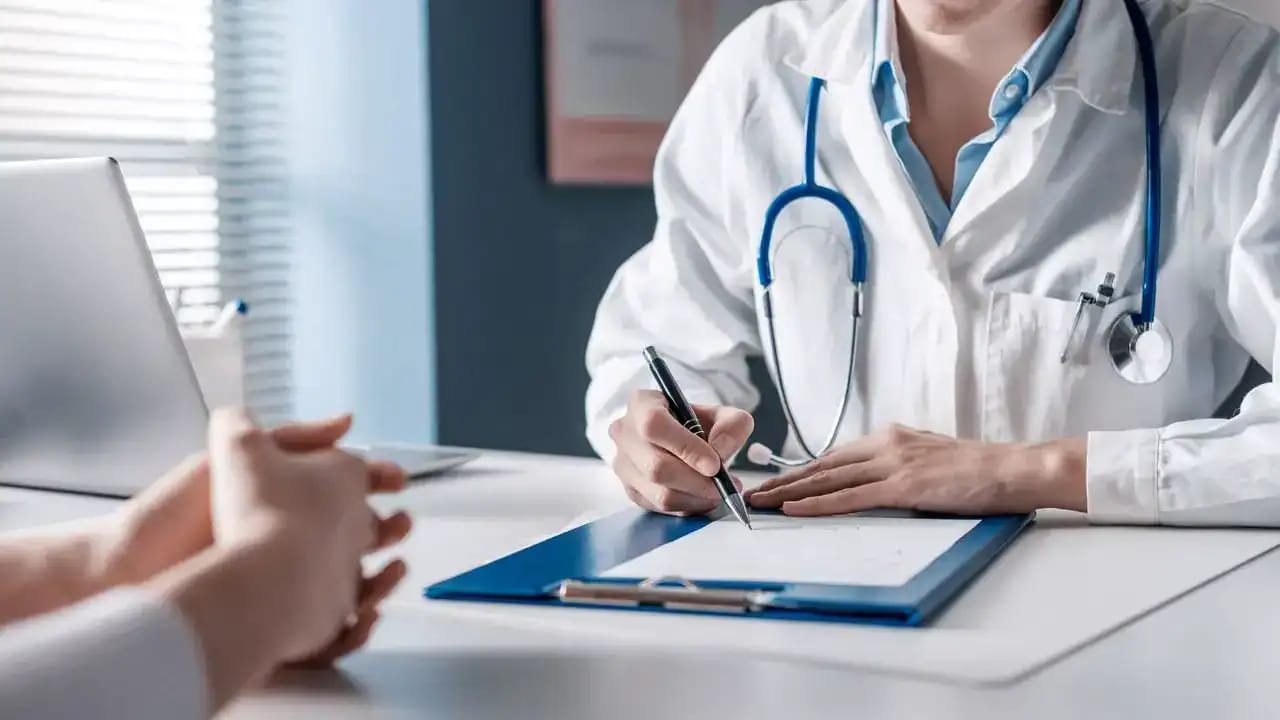 Médecin algérien en consultation avec un patient en France.