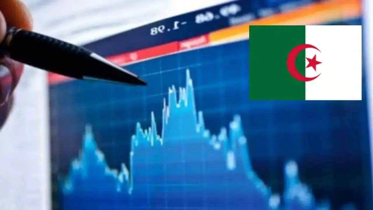 Graphique montrant la baisse des exportations de pétrole en Algérie.