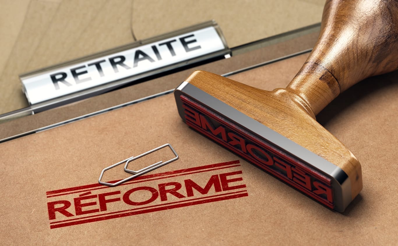 Tampon de réforme des retraites avec mot RETRAITE et REFORME.