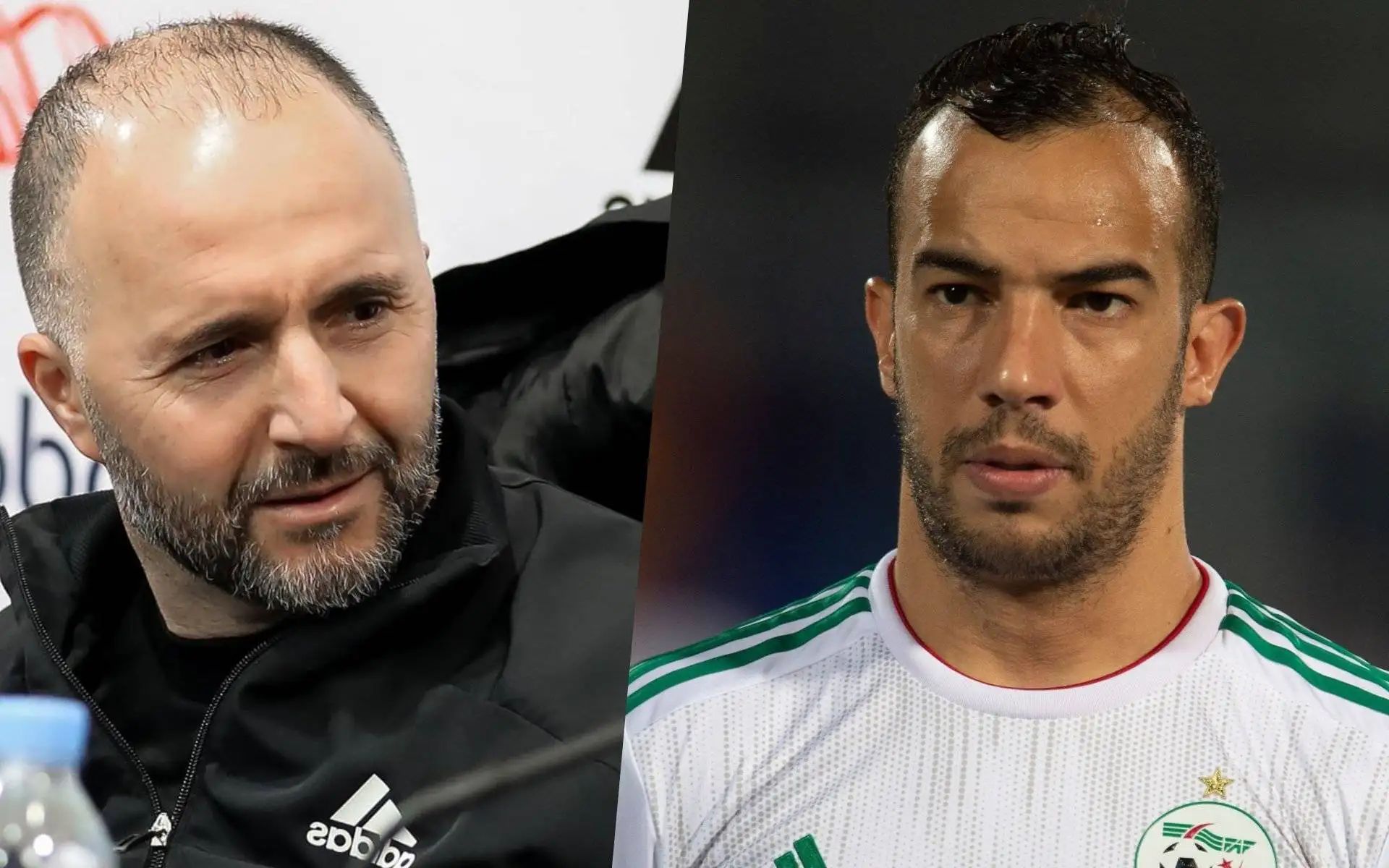Djamel Benlamri et Djamel Belmadi lors d'une interview sportive.