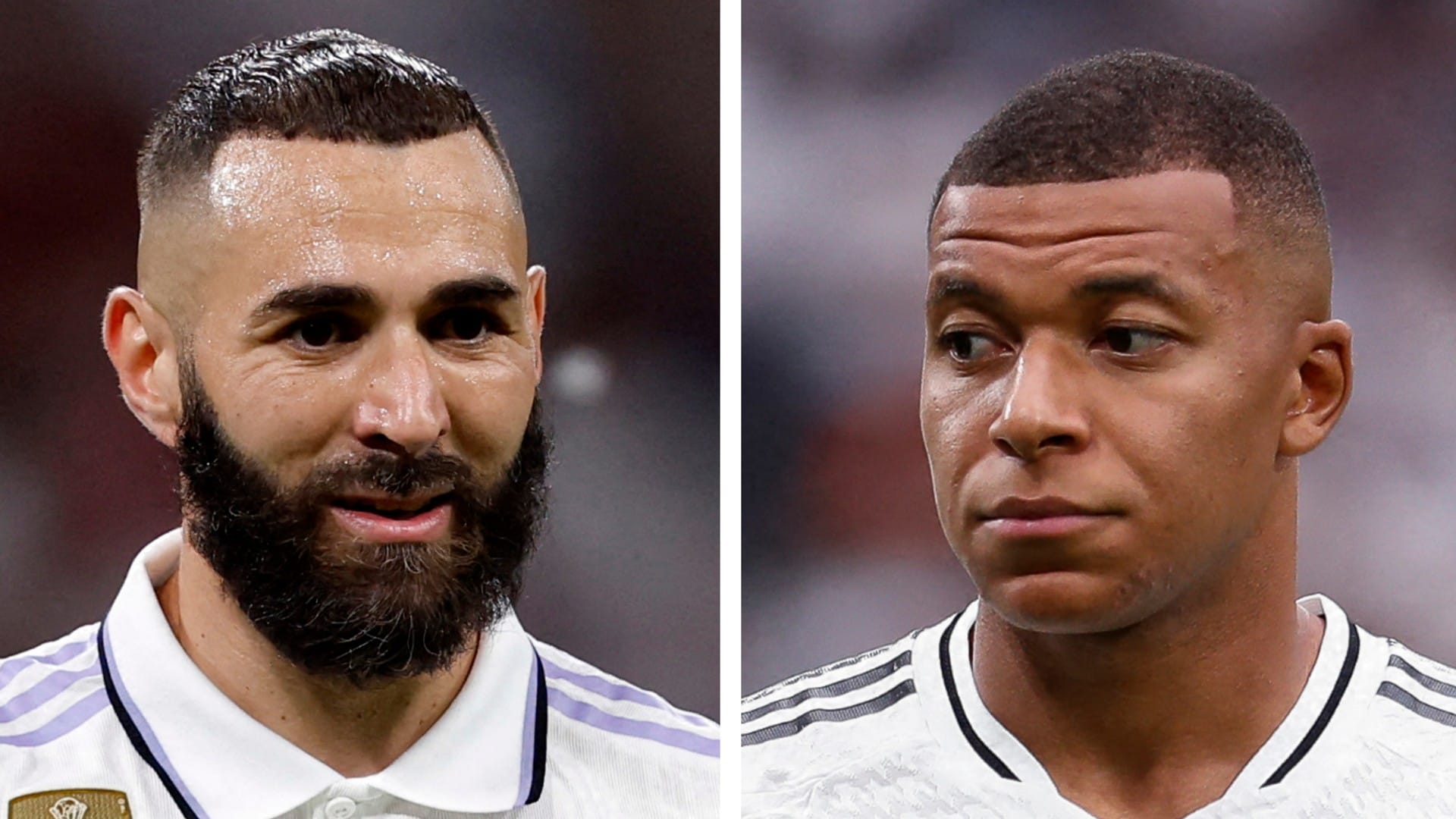 Karim Benzema et Kylian Mbappé lors d'un match de football.