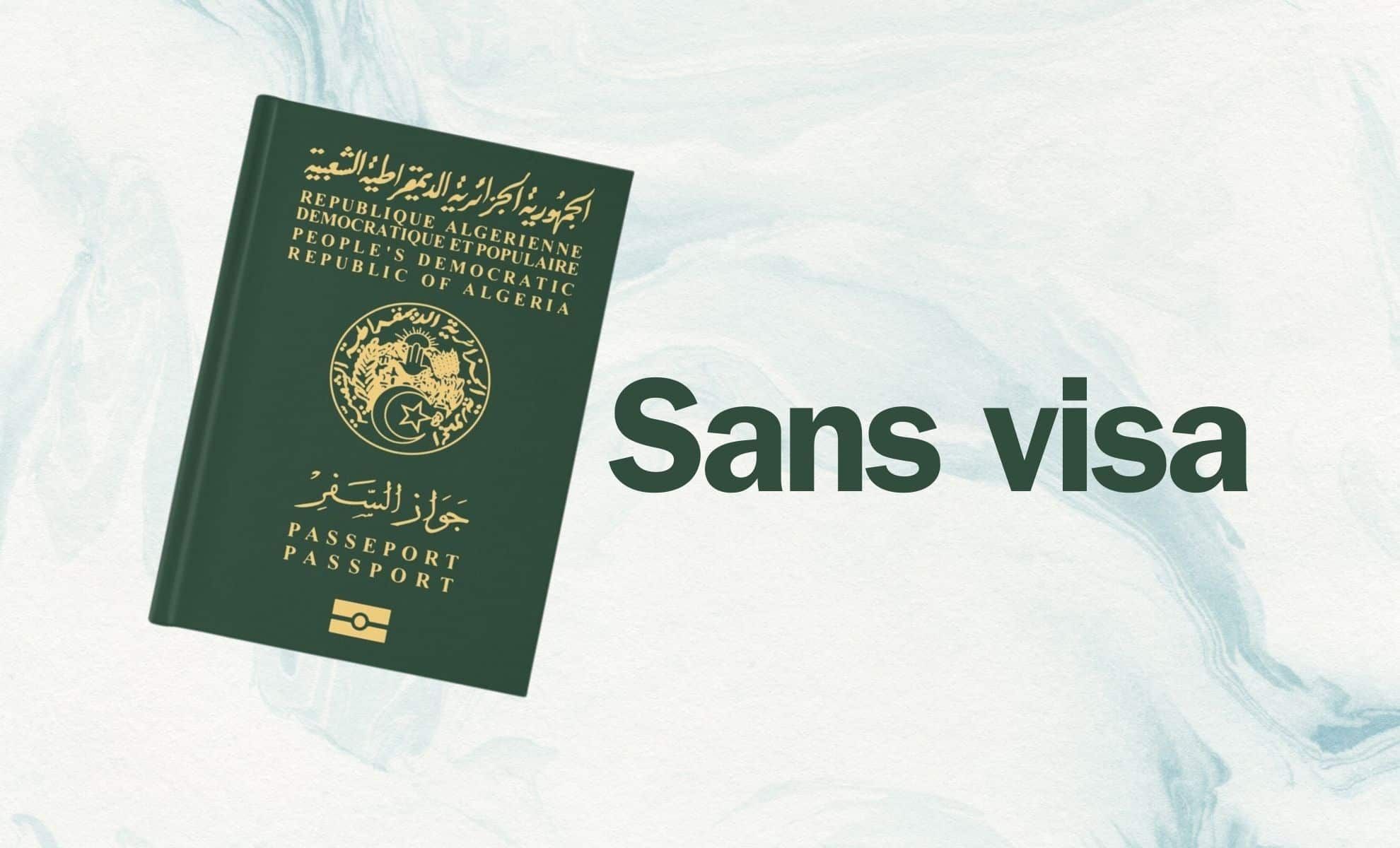 Passeport algérien avec texte 'Sans visa' pour voyage.