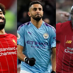 Riyad Mahrez lors d'un match de football, absent de la liste des finalistes CAF 2022.