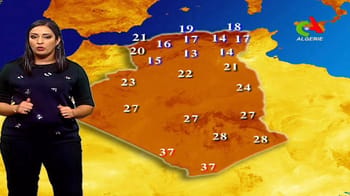 Carte météo de l'Algérie avec températures et régions.