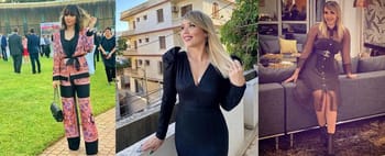 Mounia Benfeghoul portant une robe noire élégante en extérieur.