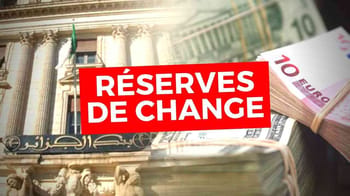 Montage d'argent et billets de banque avec bâtiment officiel en arrière-plan.