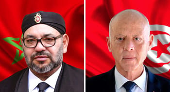 Le roi du Maroc et le président tunisien lors d'une rencontre officielle.