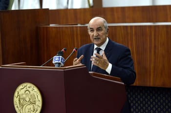Président Tebboune lors d'une allocution officielle en Algérie.