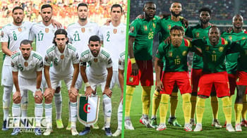 Les équipes nationales de football d'Algérie et du CAM en formation.