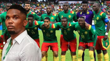 Les joueurs du Cameroun en action lors d'un match de football.