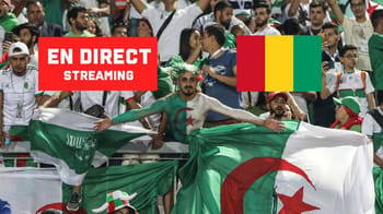 Supporters algériens avec drapeaux lors du match en streaming.