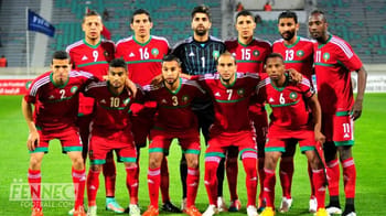 Groupe de joueurs marocains de football en équipe nationale.