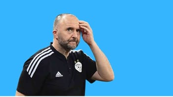 Belmadi, entraîneur algérien, avec expression préoccupée.