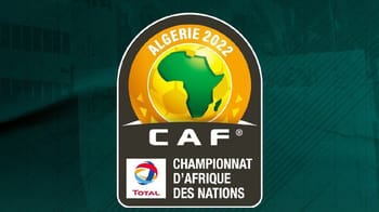 Logo officiel de la CAN 2022 en Algérie avec le continent africain.