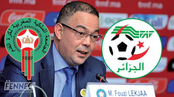 Supporters de football marocains et algériens lors d'une conférence de presse.