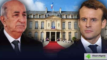 Abdelmadjid Tebboune et Emmanuel Macron devant le palais présidentiel.
