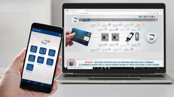 Interface de la plateforme BaridiMob sur smartphone et ordinateur.
