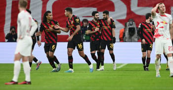 Joueurs de Manchester City lors d'un match contre Leipzig.