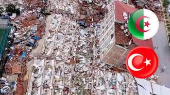 Dégâts importants sur un bâtiment suite à un séisme en Algérie.