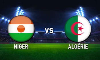 Logo du match de football entre Niger et Algérie sous les lumières du stade.
