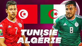Joueurs de football algérien et tunisien lors d'un match amical.
