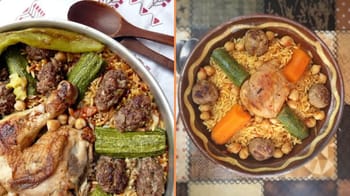 Plat de couscous avec légumes et viande, cuisine algérienne authentique.