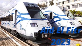 Deux trains modernes de la SNTF en Algérie pour le transport durant l'Aïd el-Fitr 2023.