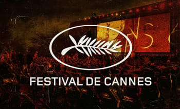 Logo du Festival de Cannes 2023 avec symbole de laurier et texte en français.