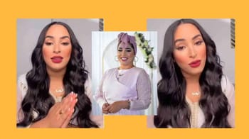 Maya Redjil avec un hijab, exprimant ses pensées.