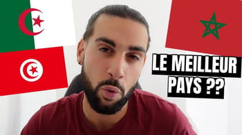 Homme avec drapeaux d'Algérie et du Maroc, question sur le pays le plus accueillant.