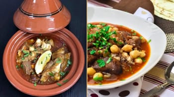 Bouzelouf en sauce dans un plat traditionnel marocain.