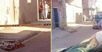 Scène de crime avec cordon de police à Sidi Bel Abbès.