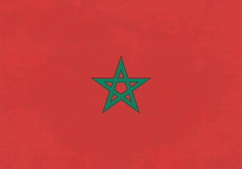 Drapeau du Maroc avec étoile verte sur fond rouge.