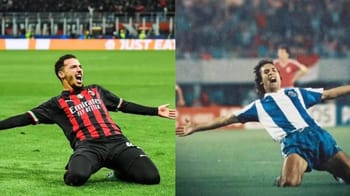 Ismaël Bennacer célèbre un but sur le terrain de football.