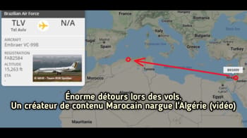 Trajet d'un avion militaire entre Tunisie et Algérie.