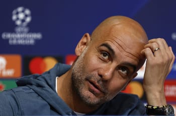 Pep Guardiola, entraîneur de Manchester City, en conférence avant la finale de la Ligue des Champion.