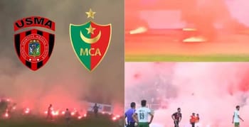 Supporters de USMA et MCA avec fumigènes au stade Baraki.