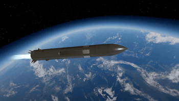 Fusée en lancement dans l'espace avec la Terre en arrière-plan.