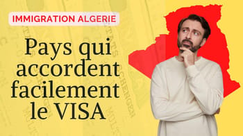 Homme pensif devant une carte de l'Algérie avec texte sur l'immigration.