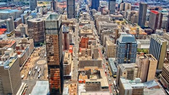 Vue aérienne de Johannesburg, centre financier et économique en Afrique du Sud.