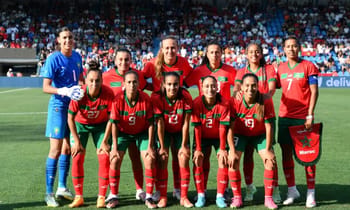 L'équipe féminine du Maroc avant un match de Coupe du monde.